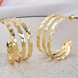SUNBURST Contemporary Half Hoop Earrings-5