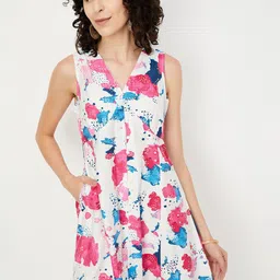 max Floral Printed A-Line Midi Dress-image-54