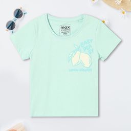 max Girls Printed V-Neck Applique T-shirt-47