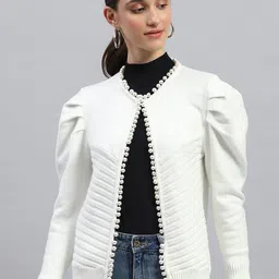 Monte Carlo Women Striped Woollen Cardigan-image-88