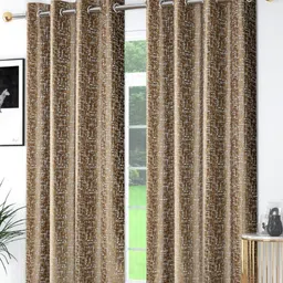 AaHo Decor Brown & White 2 Pieces Room Darkening Long Door Curtain-image-11