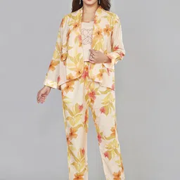 Amchoor Floral Printed Indo Fusion Blazer Top & Trousers Co-Ords-image-13