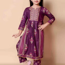 BARKAT DESIGNING PLANET Girls Ethnic Motifs Printed Kurta With Trousers Kurta Sets-66