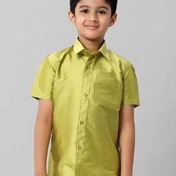 Ramraj Boys Cutaway Collar Solid Silk Casual Shirt-image-83