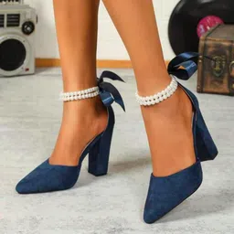 LUXY SHOE Ankle Loop Block Pumps-38