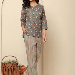 Ragavi Printed Pure Cotton Tunic With Trouser Co-Ords image 4