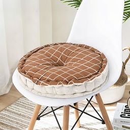 Kuber Industries Black & Brown 4 Pieces Printed Sitting Chair Cushion Pads-50