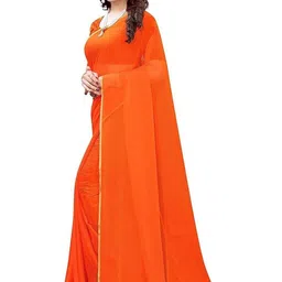 The Fashion Attire Tiaraa Solid/plain Daily Wear Chiffon Saree (Orange)-picture-46