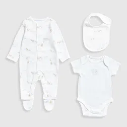 mothercare Boys Pack Of 3 Pure Cotton Baby Apparel Gift Set-80