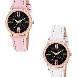 Gopal Shopcart Unisex Pack Of 2 Round Dial & Straps Analogue Watch C25RG Roman PINK WH L-image-12