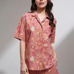 Tokyo Talkies Floral Printed Pure Cotton Shirt And Shorts-15