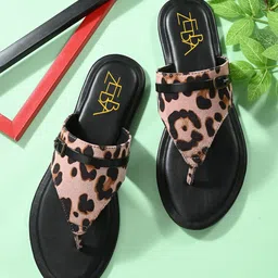 Zebba Women Animal Printed Open Toe Flats-picture-20