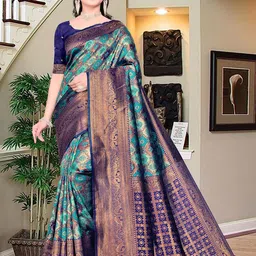 Om Shantam Sarees Women Ethnic Motifs Woven Design Zari Kanjeevaram Saree-image-33