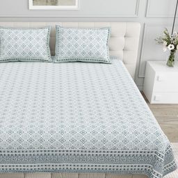 Urban Jaipur Grey & White Floral 186 TC King Bedsheet with 2 Pillow Covers-image-96
