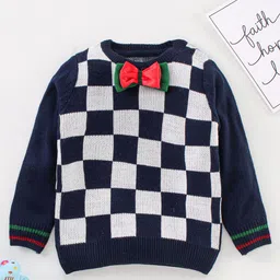Yellow Apple Boys Checked Woollen Sweater Vest-41