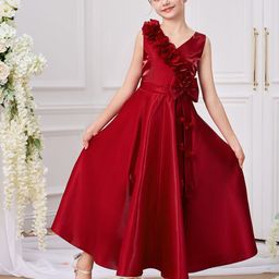 StyleCast x Revolte Girls Solid Round Neck Ruffles A-Line Dress-picture-13