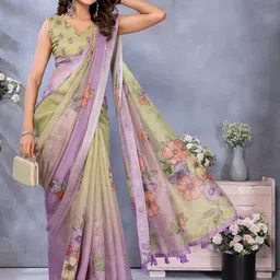 vj fashion Women Violet Sarees-picture-1