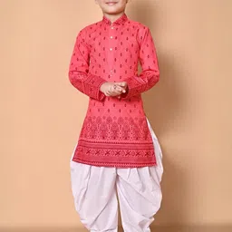 AHLAN APPARELS Boys Orange Cotton Blend Kurta Sets-picture-19