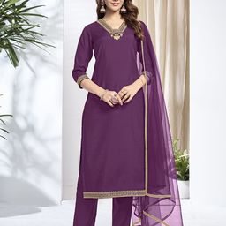 Inddus Ethnic Motifs Embroidered Thread Work Straight Kurta With Trousers And Dupatta-picture-12