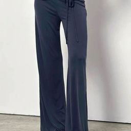 LULU & SKY Women Wide Leg Low-Rise Front Tie-up Detail Trousers-picture-10