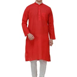 Exotic India Zero Checks In Weave Checked Mandarin Collar Pure Cotton Kurta With Pyjama-image-74