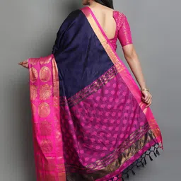 yourwish Embellished Zari Silk Cotton Gadwal Saree image 4