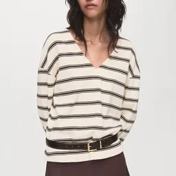 MANGO Striped V-Neck Pullover-picture-9