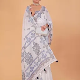 NEGRONI Floral Linen Blend Saree-picture-20