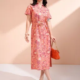 ESPYR By Tokyo Talkies Floral Printed Belted Shirt Midi Dress-picture-22