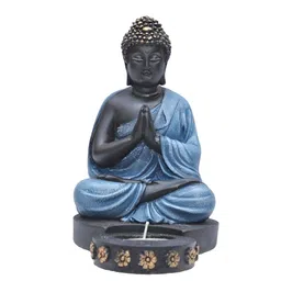 Ashnam Black & Blue Buddha With T-Light Holder Idol Showpiece-image-34