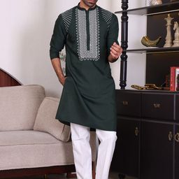 ManQ Men Ethnic Sequinned Embroidered Kurta-picture-28