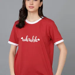 Adyavastram Women Typography Applique T-shirt-picture-37