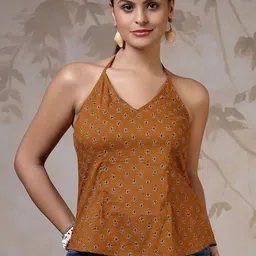 SZN Printed Halter Neck Cotton Crop Top-picture-44