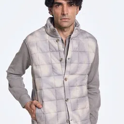 Terra Luna Men Camouflage Cotton Quilted Jacket with Patchwork-image-38