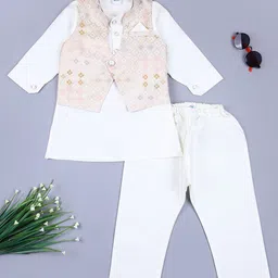 V-Mart Boys Ethnic Motifs Regular Pure Cotton Kurta with Pyjamas-12