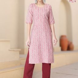 HERE&NOW Women Pack Of 2 Ethnic Motifs Printed Regular Kurta with Trousers-45