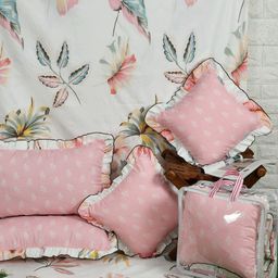 MORADO White & Pink Ethnic Motifs Polycotton 5 Pieces Double King Superfine Bedding Set-image-13