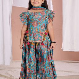 Vivedkids Girls Floral Printed Regular Top with Palazzos & With Dupatta-image-17