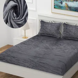 INDHOME LIFE Wool Flannel 220 TC Fitted King Bedsheet Set 2.54 m x 2.28 m-picture-1
