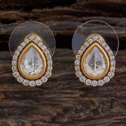 Kushal's Fashion Jewellery Teardrop Shaped Studed Kundan Earrings-31