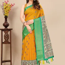 J 6 DESIGNER Ethnic Motifs Silk Cotton Handloom Saree-picture-34