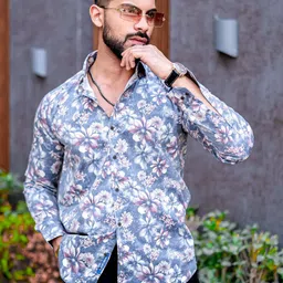 TRYBUY.IN Floral Printed Spread Collar Premium Wrinkle Free Casual Shirt-picture-10