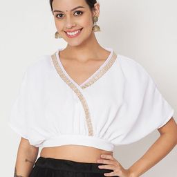 studio rasa Floral Embellished Ethnic Georgette Crop Top-image-68
