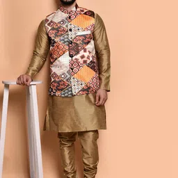PRINTCULTR Men Regular Pure Silk Kurta with Trousers-45