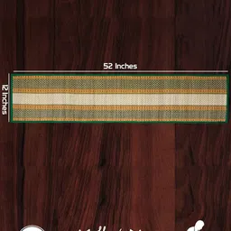HOKIPO White & Green Geometric Rectangular Table Runner image 2