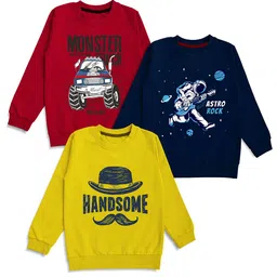 x2o Kids Pack Of 3 Graphic Printed Long Sleeve Cotton Pullover Sweatshirt-picture-18
