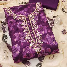 DIVASTRI Floral Embellished Beads And Stones Unstitched Dress Material-image-72