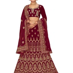 Maroosh Embroidered Thread Work Unstitched Lehenga & Blouse With Dupatta-image-30
