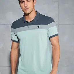 Technosport Men Colourblocked Slim Fit Polo Collar Antimicrobial T-shirt-image-40