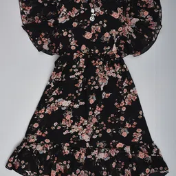 we11 girlsFloral Print Gathered or Pleated Flutter Sleeves Fit & Flare Dress-image-39